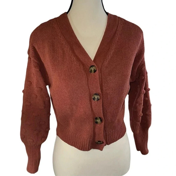 Moon  & Madison Balloon Sleeve Cardigan | Rust | Size L - Picture 1 of 5